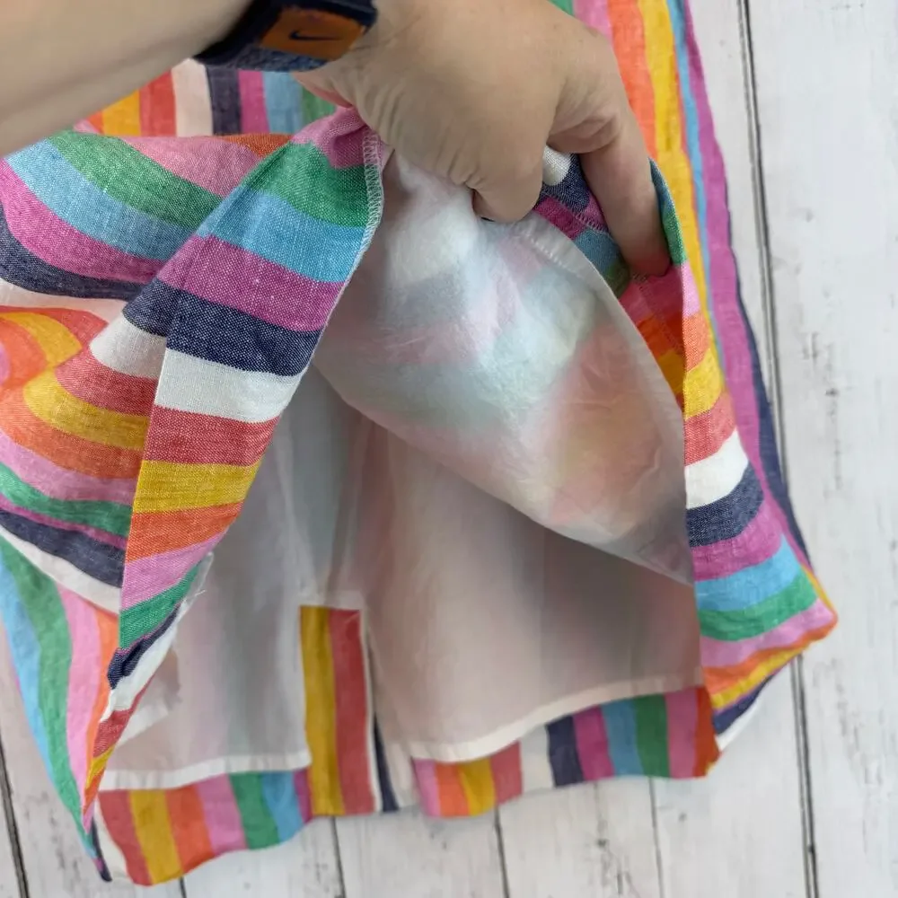 J. Crew Rainbow Stripe Linen Pull-on Knee-Length Skirt Pockets AO793 Size Large - Picture 4 of 15